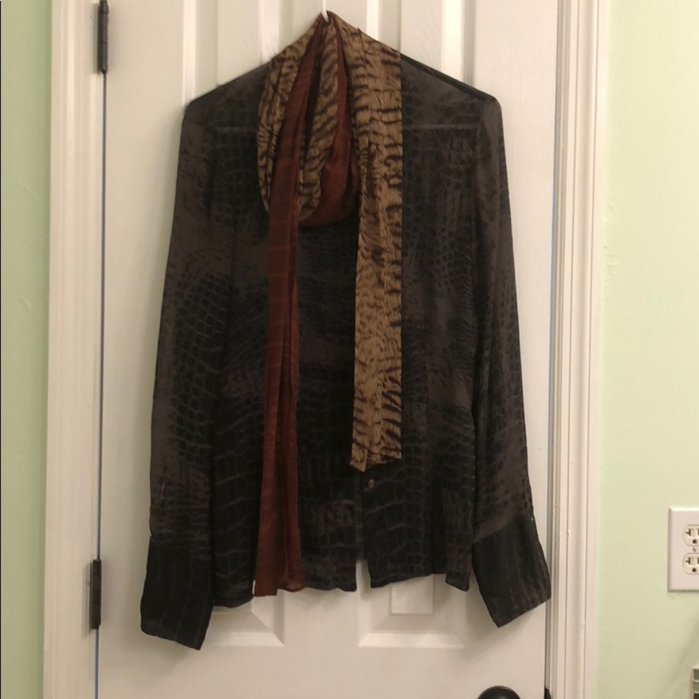 Long sleeve, button up, sheer ozbek shirt